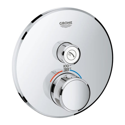 Grohtherm Single Function Thermostatic Valve Trim Only with Double Knob Handles and Volume Control - Less Rough In