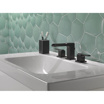 Ara 1.2 GPM Widespread Waterfall Bathroom Faucet - Includes Metal Pop-Up Drain Assembly