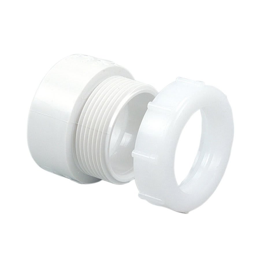 Trap Adapter, 1-1/2 x 1-1/4 in, Hub x Slip Joint, DWV, PVC