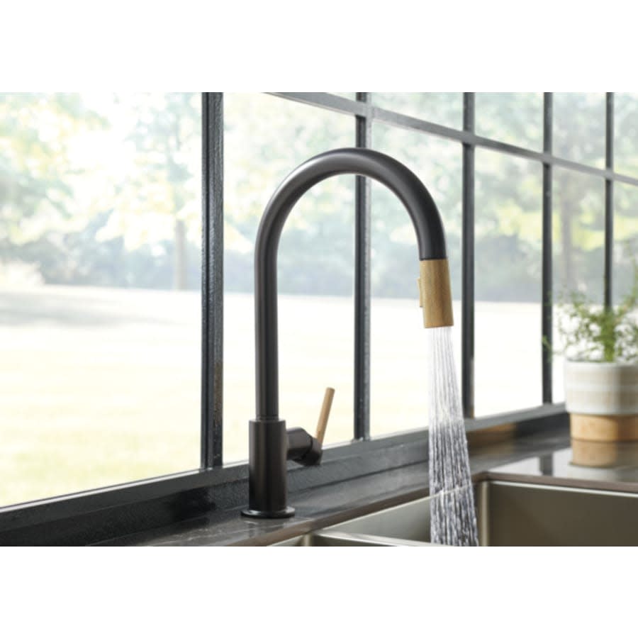 Litze Single Handle Arc Spout Pull Down Kitchen Faucet with Knurled Handle - Limited Lifetime Warranty