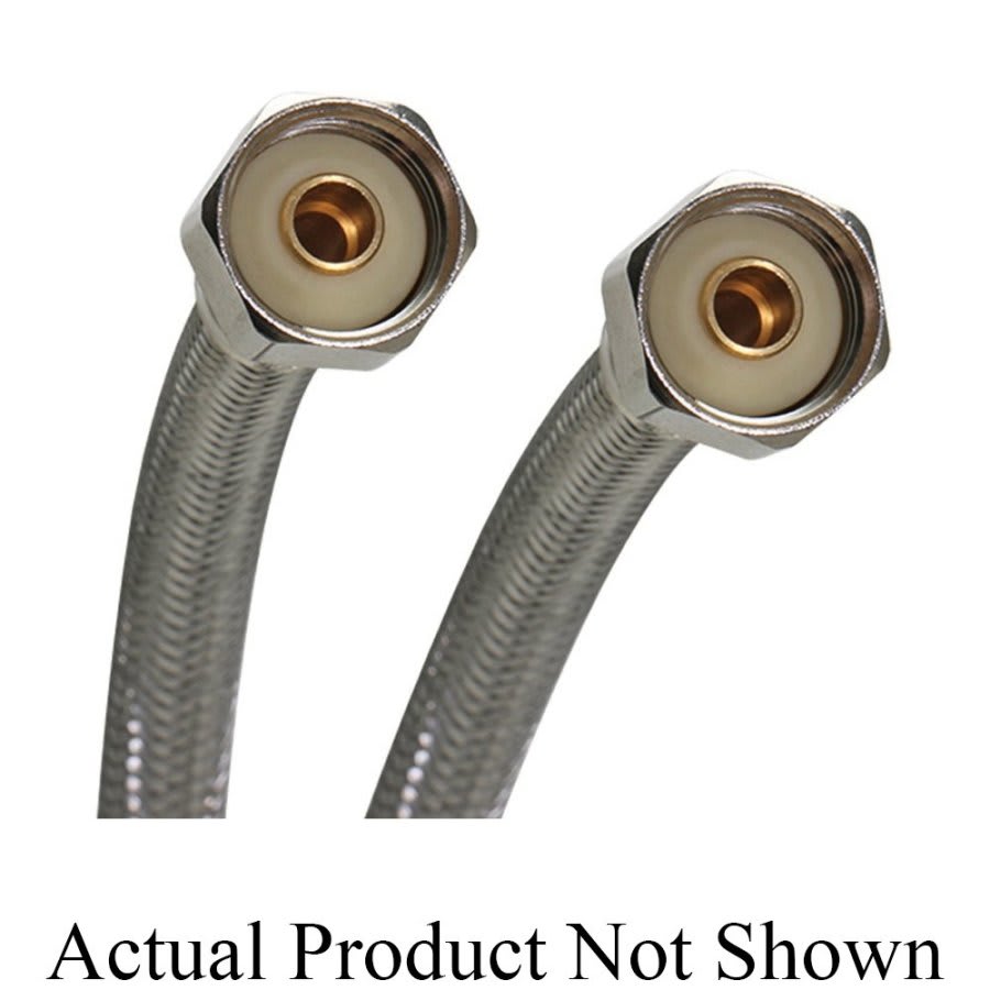 Flexible Water Supply, 1/2 in, FNPT, 16 in L, Stainless Steel