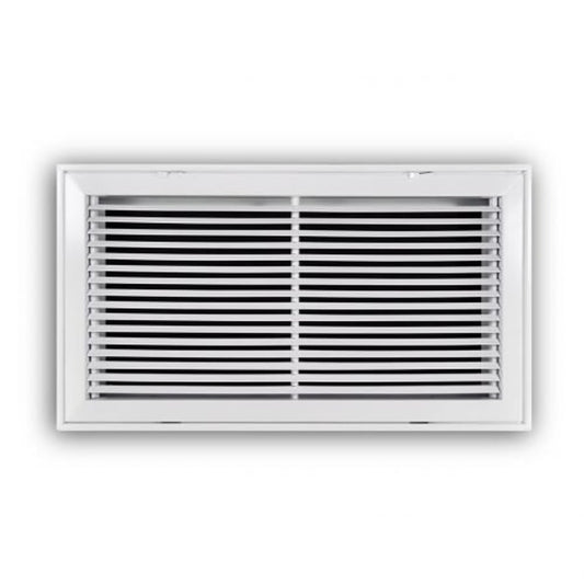 Fixed Bar Type Return Filter Grille, 20 x 20 in, 30 deg Pitch, 2 in Filter, Steel, White