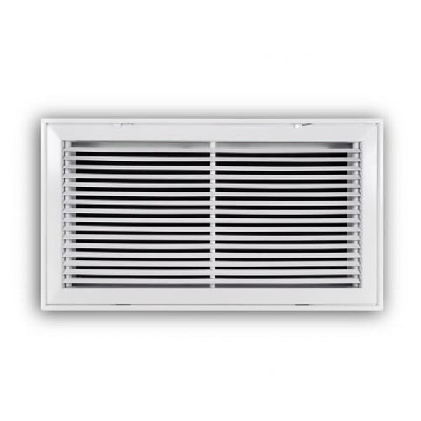 Fixed Bar Type Return Filter Grille, 20 x 20 in, 30 deg Pitch, 2 in Filter, Steel, White