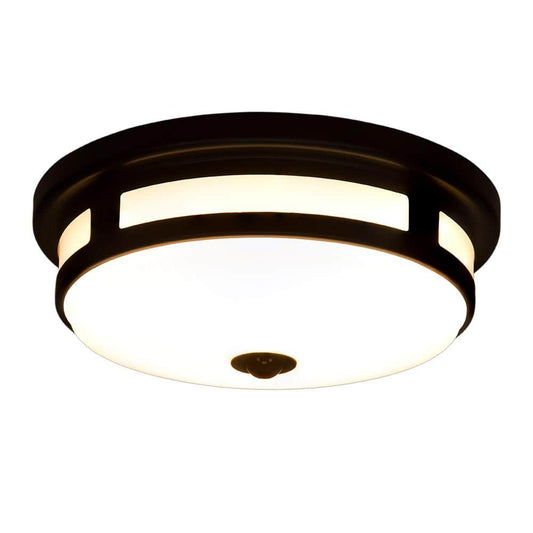 11 in. Round Black Exterior Outdoor Motion Sensing LED Ceiling Light 830 Lumens 5-Color Temperature Options Wet Rated