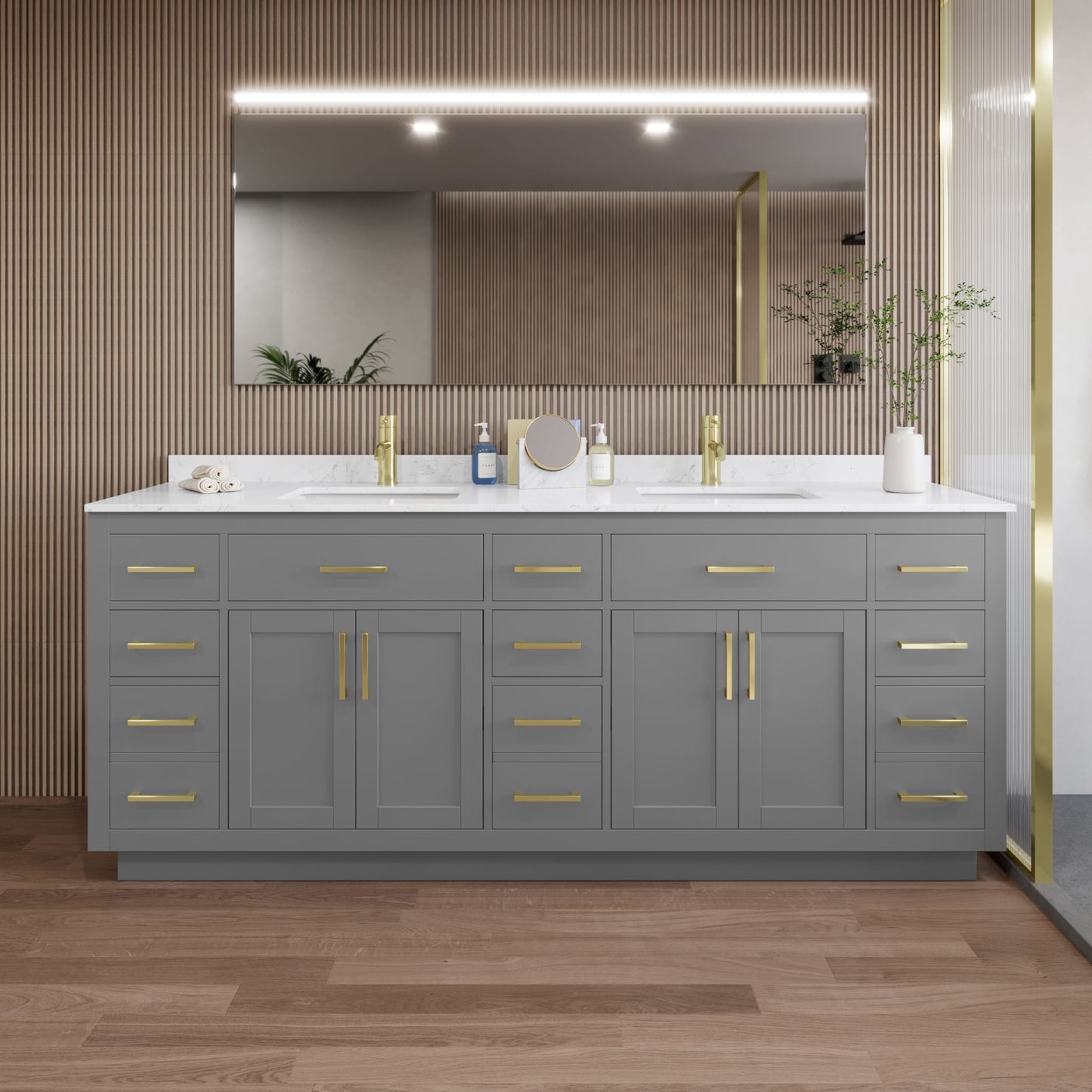 Beckett Double Bathroom Vanity with Toe Kick - 84W x 35H x 22D