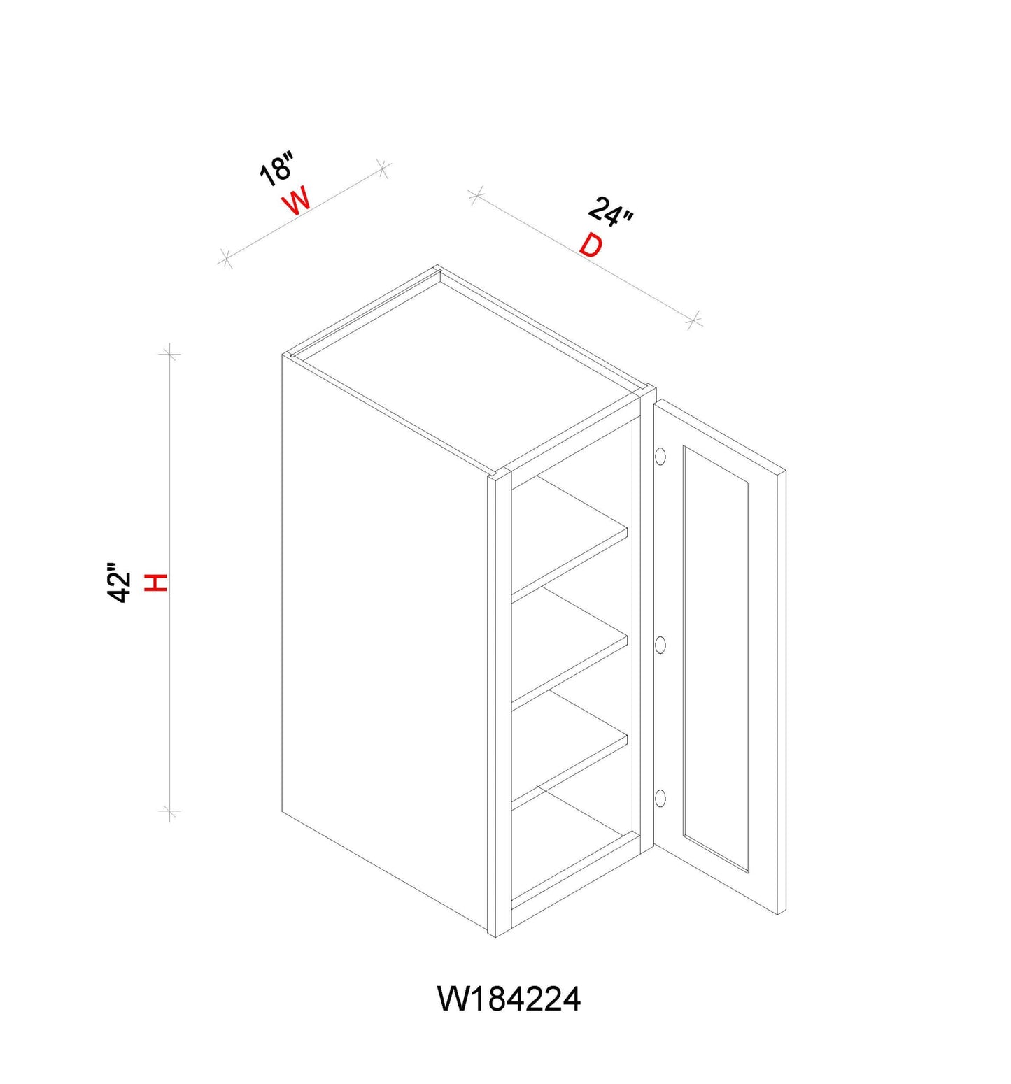 Wall Refrigerator Cabinet - 18"W x 42"H x 24"D