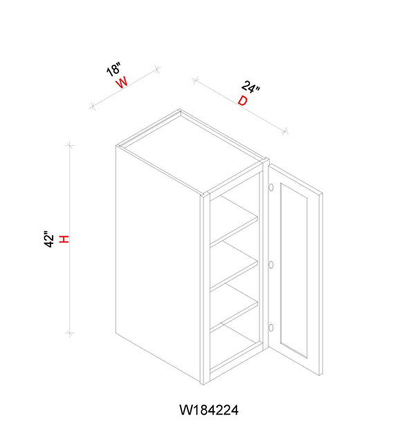 Wall Refrigerator Cabinet - 18"W x 42"H x 24"D