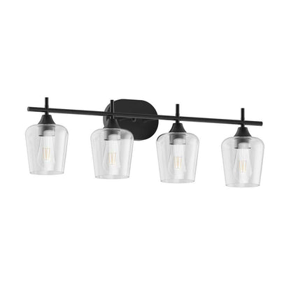 Pavlen 33 in. 4-Lights Black Vanity Light with Clear Glass Shade