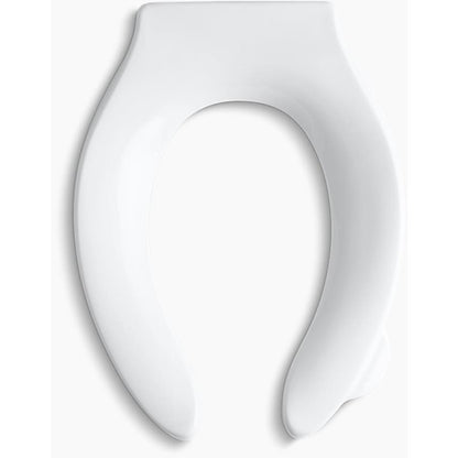 Stronghold Elongated Open-Front Toilet Seat with Integrated Handle and Self-Sustaining Check Hinge