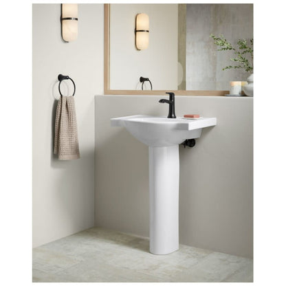 Veer 24" Pedestal Bathroom Sink Only with One Hole Drilled and Overflow