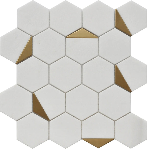 THASSOS HEXAGON 12X13 MOSAIC