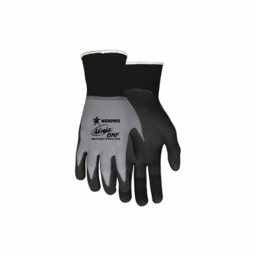 Ninja® N96790 Dipped Ergonomic Gloves, Coated, XL, 15 ga, Nylon/Spandex®, Black/Gray