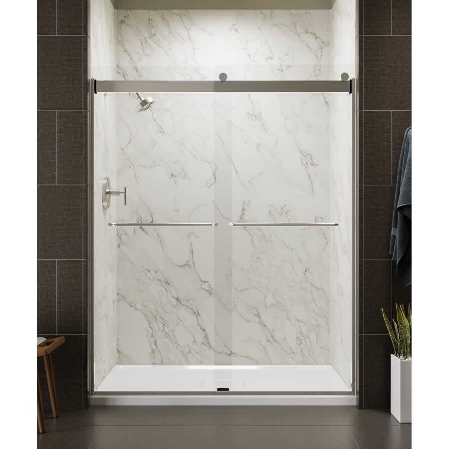 Levity 74" High x 59-5/8" Wide Bypass Frameless Shower Door with Clear Glass