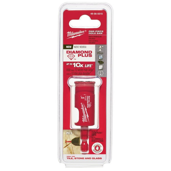 Diamond Plus™ 1-Piece Continuous Grit Edge Hole Saw, 3/4 in Dia, Diamond Cutting Edge