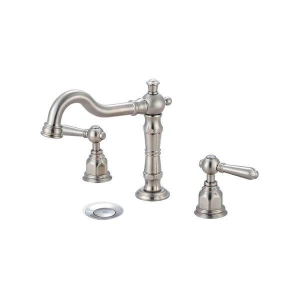 Americana Widespread Lavatory Faucet, ADA, 2 Handle, 3-Hole, 1.2 gpm, PVD Brushed Nickel