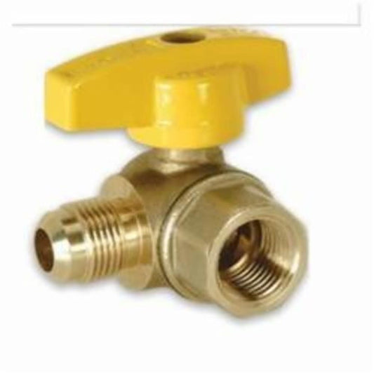 1-Piece Ball Valve, 5/8 x 3/4 in, Flare x FNPT, Standard Port, Brass Ball, Brass