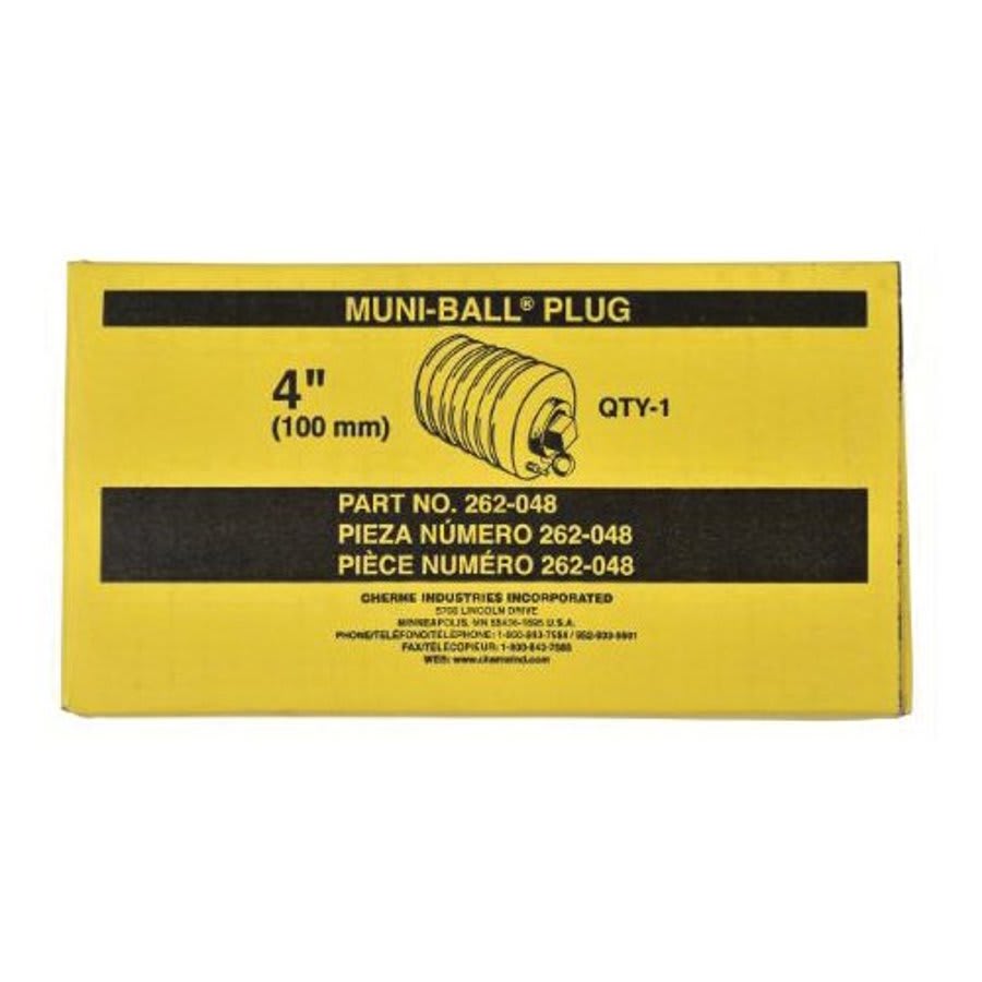 Muni-Ball® Pneumatic Pipe Plug, 4 in Pipe, 8 in L, Natural Rubber