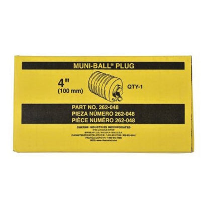 Muni-Ball® Pneumatic Pipe Plug, 4 in Pipe, 8 in L, Natural Rubber