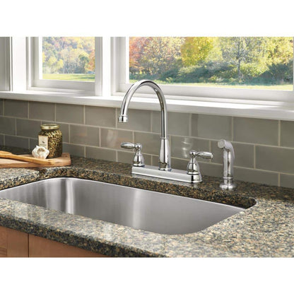 Foundations 2-Handle Standard Kitchen Faucet with Side Sprayer in Chrome