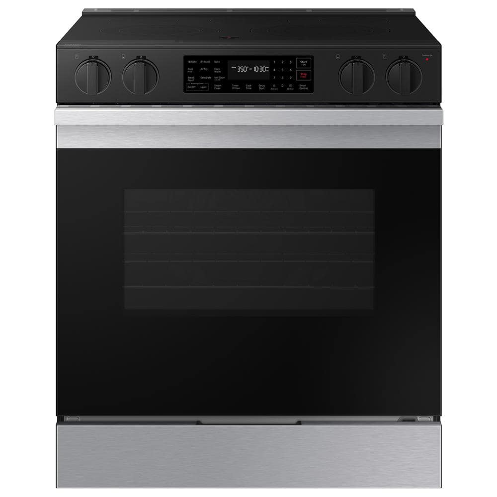 Bespoke 30 in. 6.3 cu.ft. 5 Burner Element Smart Slide-In Electric Range w/ AirFry & Safety Knobs in Stainless Steel