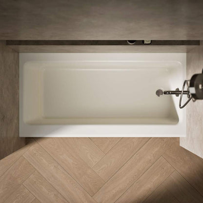 Bellwether Bath Tub 60" L x 30 1/4" W Cast Iron Soaking for Three Wall Alcove Installations with Integral Apron and Right Drain