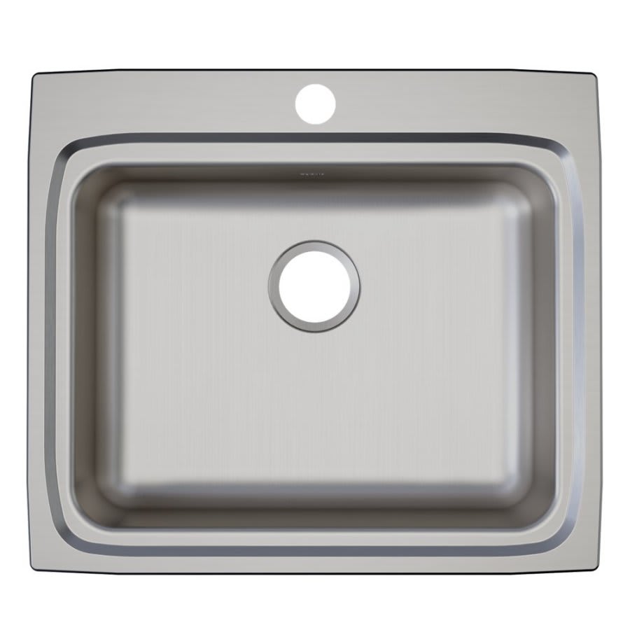 Lustertone™ Classic Single Bowl Kitchen Sink, Top Mount, ADA, 25 x 22 in, 6-1/8 in Bowl Depth, 3-Hole, 18 ga Lustrous Satin Steel, Stainless