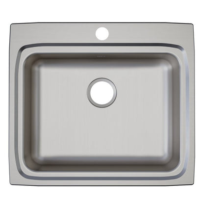 Lustertone™ Classic Single Bowl Kitchen Sink, Top Mount, ADA, 25 x 22 in, 6-1/8 in Bowl Depth, 3-Hole, 18 ga Lustrous Satin Steel, Stainless