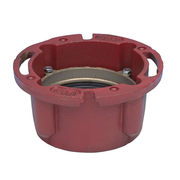 Closet Flange, 4 in, No Caulk, 6-11/16 in OD, Cast Iron, Red