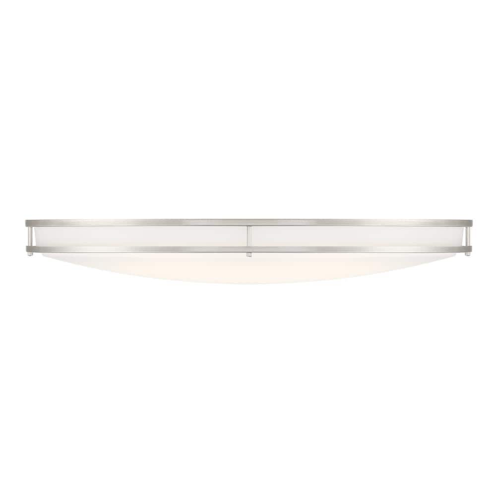 DC Series 32 in. 1-Light Modern Brushed Nickel Selectable Dimmable LED Oval Flush Mount with White Acrylic Shade