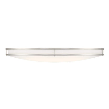 DC Series 32 in. 1-Light Modern Brushed Nickel Selectable Dimmable LED Oval Flush Mount with White Acrylic Shade