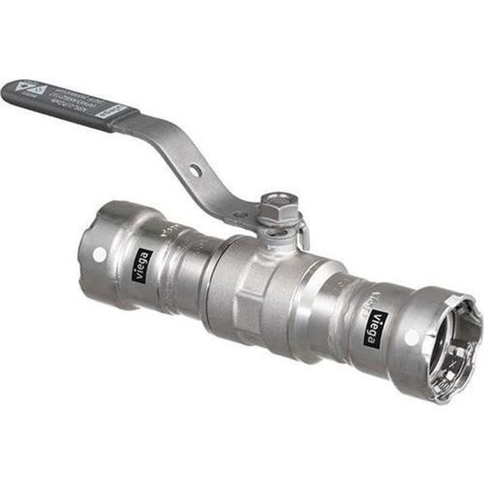 2-Piece Ball Valve, 1/2 in, Press, Full Port, Stainless Steel Ball, Carbon Steel