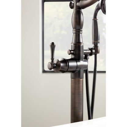 Cassidy Floor Mounted Tub Filler with Integrated Diverter and Hand Shower - Less Rough In