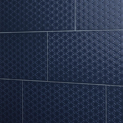 Luminique Navy Rectangle, Fluted 12X24 Glossy