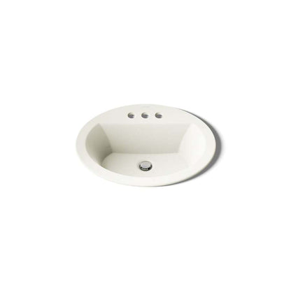 Bryant 20-1/8" Oval Vitreous China Drop In Bathroom Sink with Overflow and 3 Faucet Holes at 4" Centers
