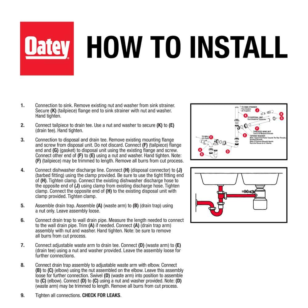 1-1/2 in. White Plastic Slip-Joint Garbage Disposal Install Kit with Dishwasher Garbage Disposal Connector