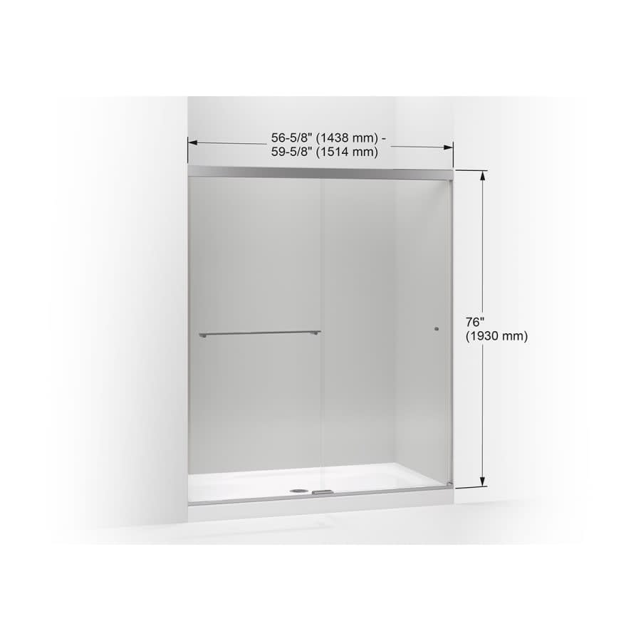 Revel 76â High x 59-5/8" Wide Sliding Shower Door with Crystal Clear Glass, Towel Bar and CleanCoat Technology