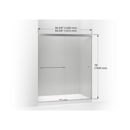 Revel 76â High x 59-5/8" Wide Sliding Shower Door with Crystal Clear Glass, Towel Bar and CleanCoat Technology