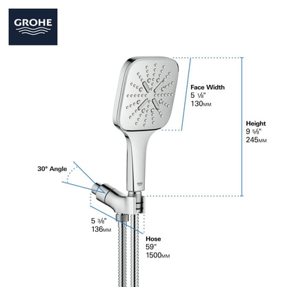 Rainshower 1.75 GPM Multi Function Hand Shower with StarLight, DreamSpray, EcoSpray and Speed Clean - Includes Hose