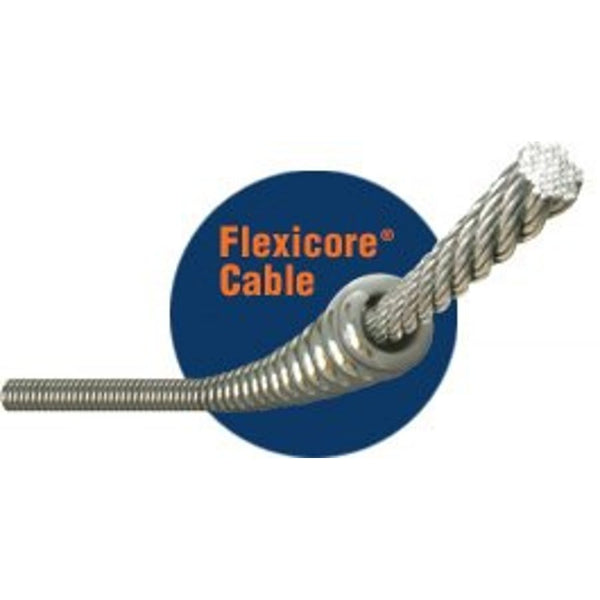 Flexicore® Heat Treated Drain Cleaning Cable, 3/8 in Dia x 75 ft L, Male x Female Connection