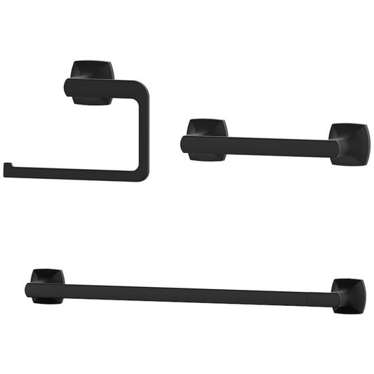 Vaneri 3 Piece Bathroom Package with 18" Towel Bar, Towel Ring, and Pivoting Toilet Paper Holder