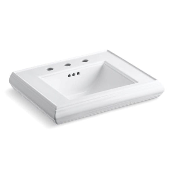 Memoirs® Wall/Pedestal Mount Lavatory Sink, 24 x 19-3/4 x 8 in, Fireclay, White