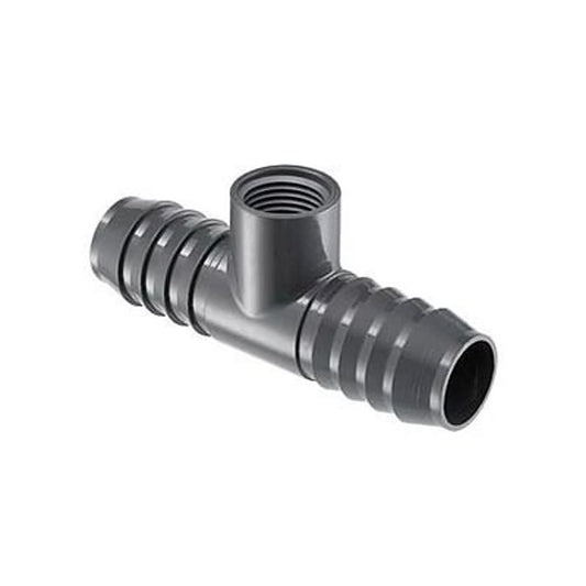 Tee, 1-1/4 x 1/2 in, Insert x FNPT, PVC
