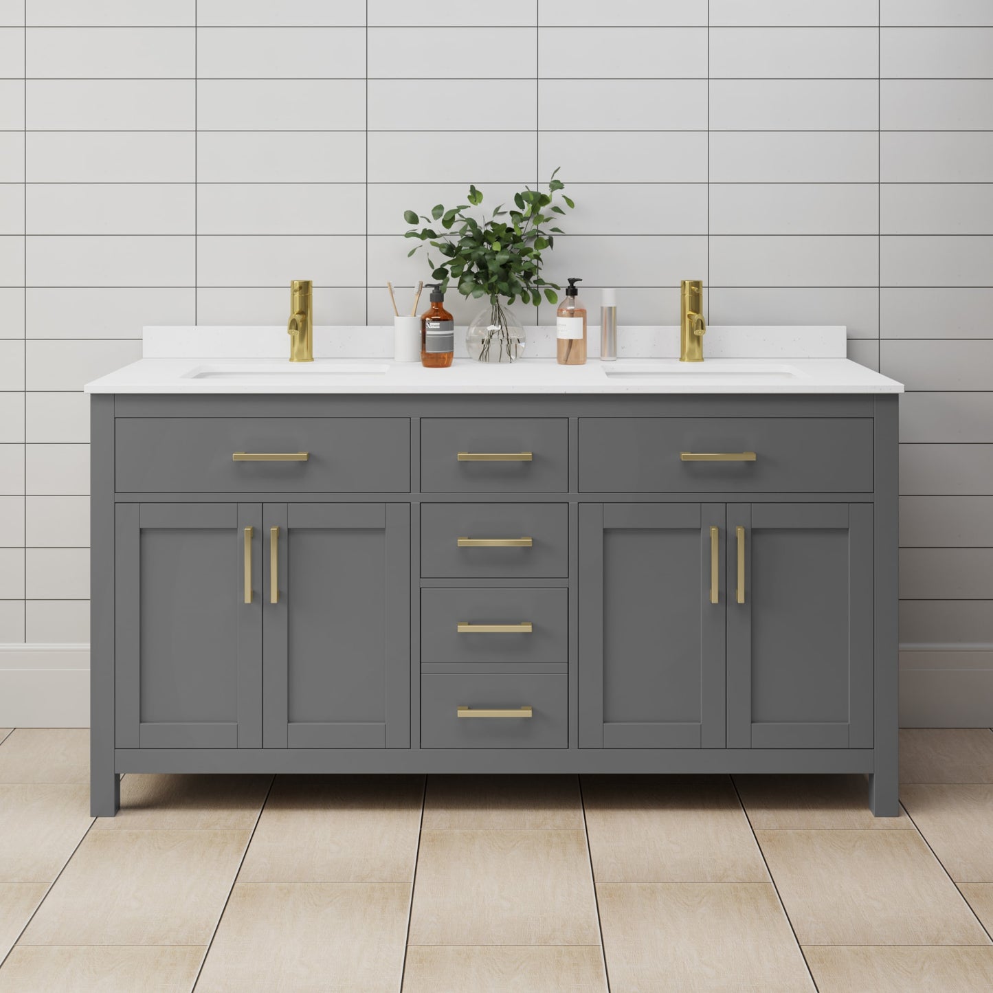 Beckett Double Bathroom Vanity - 66W x 35H x 22D