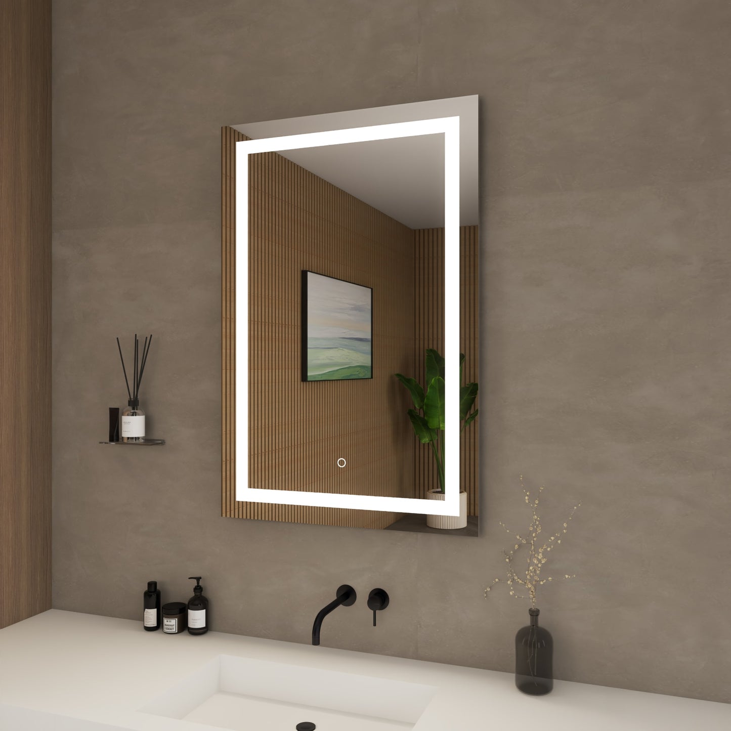 Lucia Frameless LED Surface Lighted Bathroom Vanity Mirror with Dimmer and Defogger - 24W x 36H x 1.38D