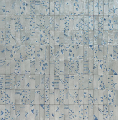 Rice Grigio Deco Leaf Rectangle 2X6 Glossy