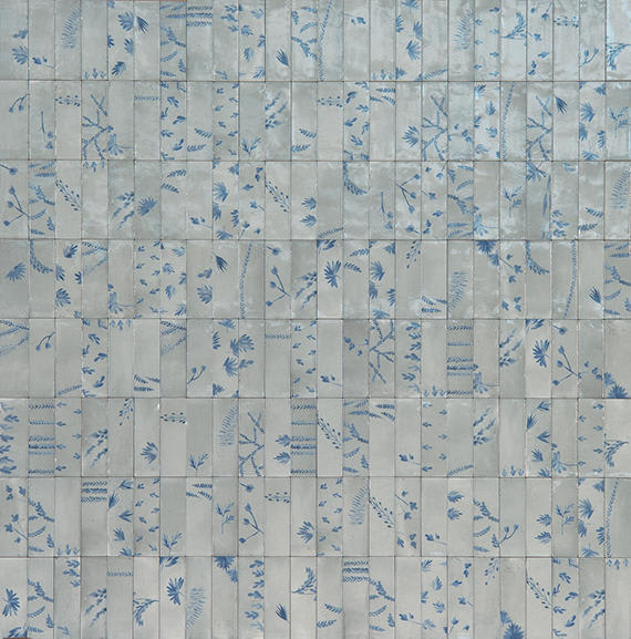 Rice Grigio Deco Leaf Rectangle 2X6 Glossy