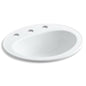 Pennington® Top Mount Lavatory Sink, ADA, 20-1/4 x 17-1/2 x 8-1/2 in, Vitreous China, White