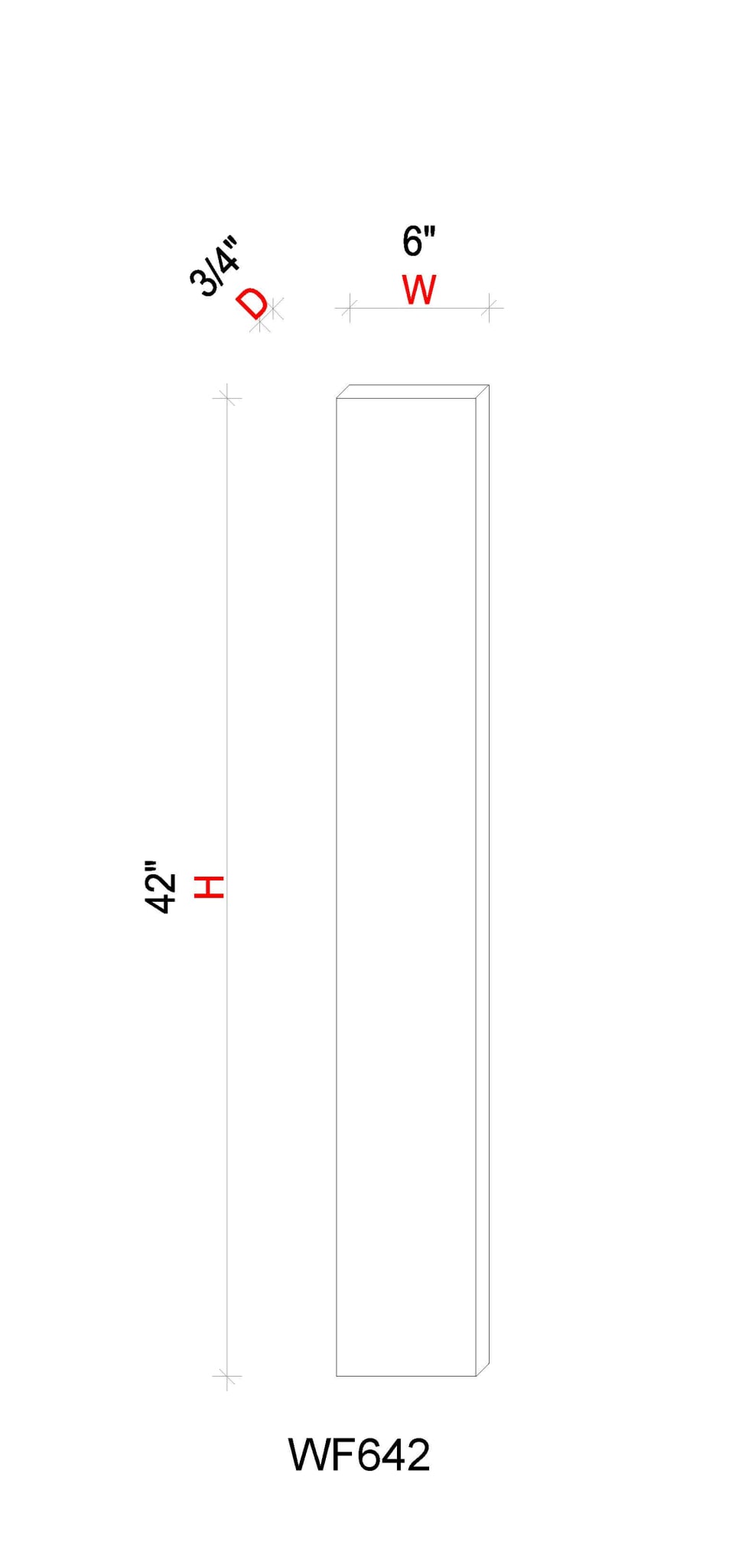 Filler - 6"W * 42"H * 3/4"D