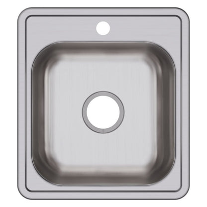 Dayton® Single Bowl Bar Sink, Top Mount, ADA, 19 17 x 19 in, 6 in Bowl Depth, 1-Hole, 22 ga Satin Steel, Stainless