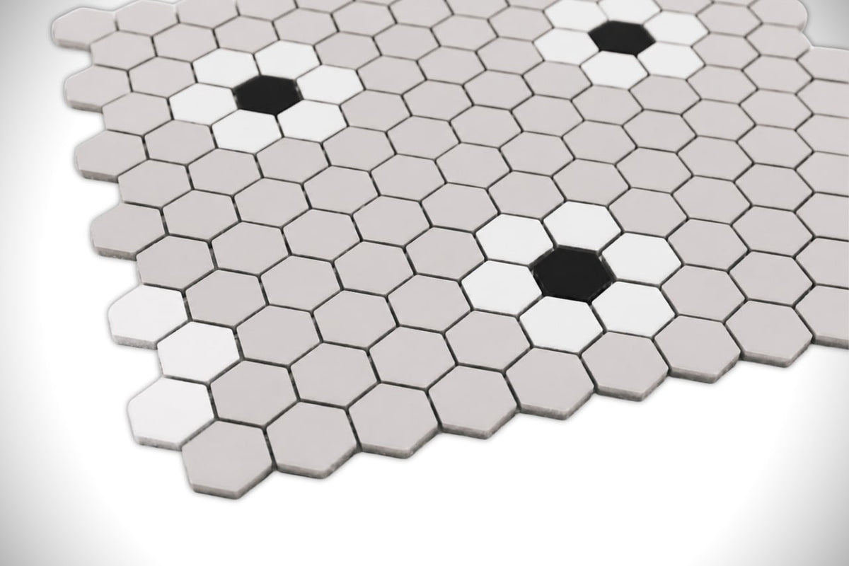 Flower White and Grey with Black Dot